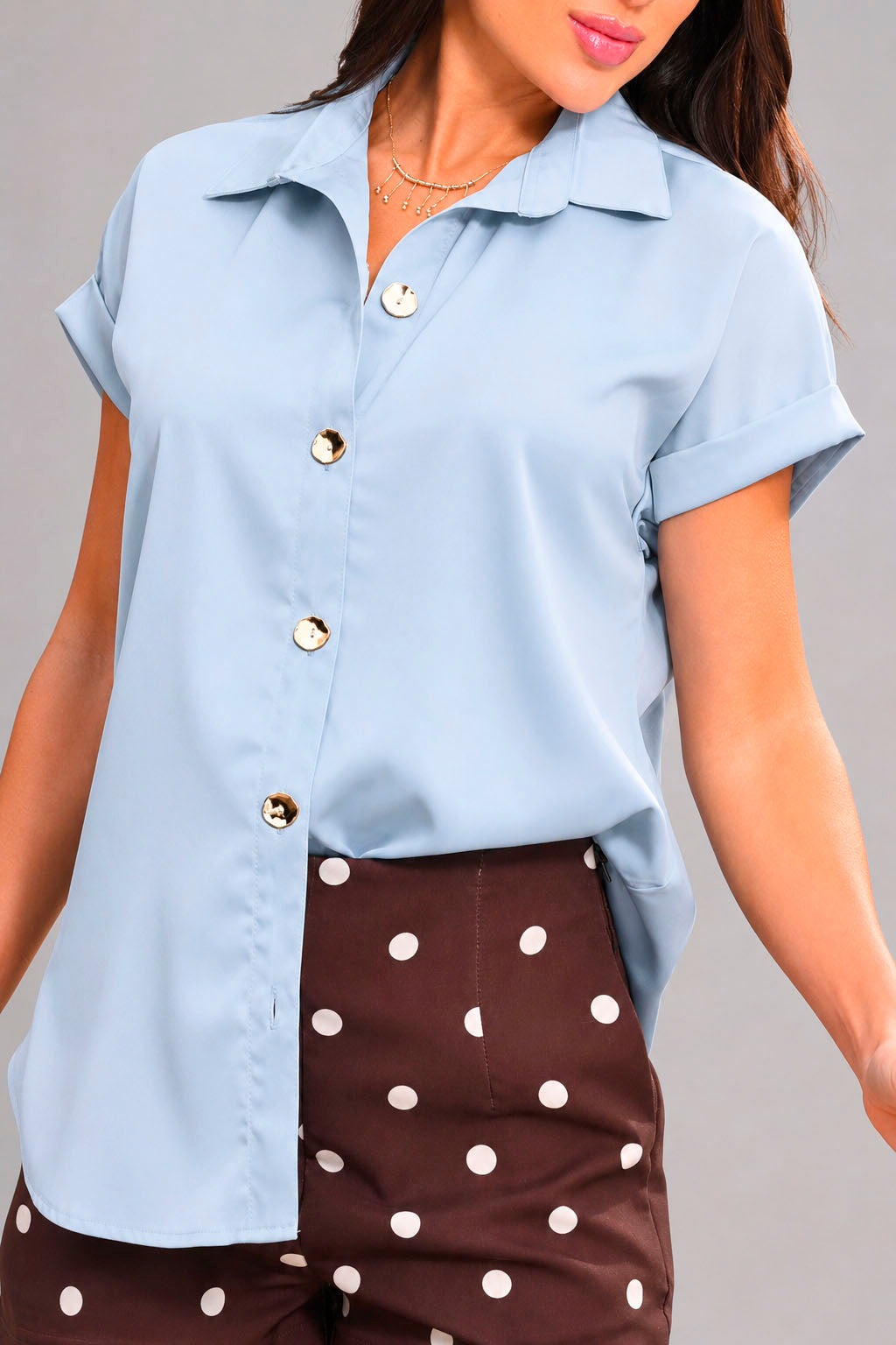 DF21354-Blusa Larga DF21354 para mujer dyaboo azul