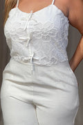 Enterizo DF11051 largo, para mujer, silueta ajustada. Elaborado en chalis con grabado dyaboo color crudo 1