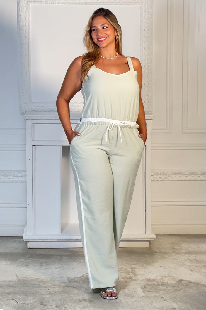 Enterizo Largo elaborado en chalis para mujer dyaboo verde oliva DF11035 1