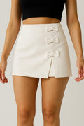 Falda-Short DF07103 silueta ajustada para mujer elaborada en chalis dyaboo color crudo