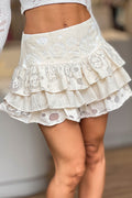 Falda DF07123 para mujer confeccionada en un tejido con detalles bordados y de encaje dyaboo coor beige