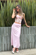 Falda Larga DF07167 para mujer dyaboo rosado