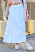 Falda Larga Plisada DF07066  efecto trillado para mujer dyaboo blanca