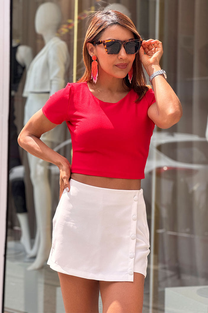 Falda Short DF08137 para mujer dyaboo beige 5