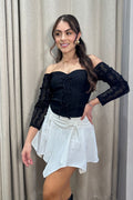 Falda con recogido frontal DF07124 para mujer dyaboo crudo