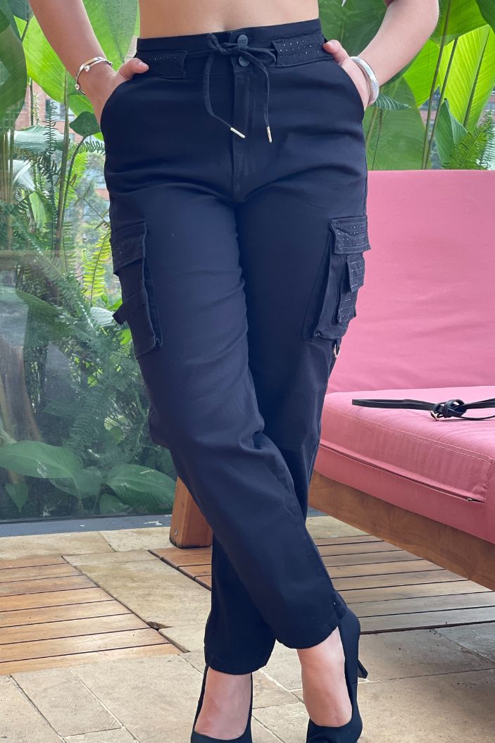 Jean Palazzo SF22023 para mujer dyaboo negro