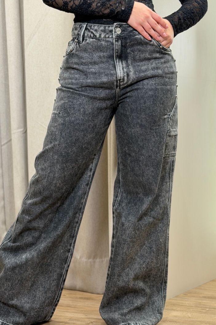 Jean Palazzo SF22029 para mujer dyaboo negro