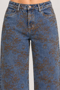 Jean Recto HF22064 para mujer dyaboo indigo bordado