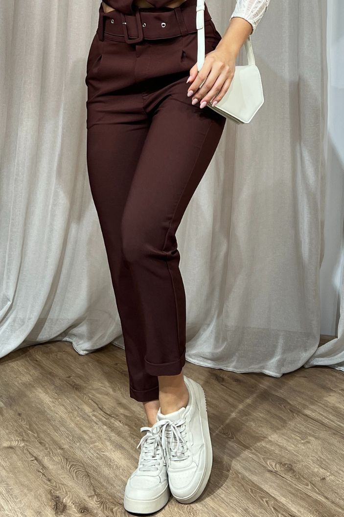 Pantalón 5890035 para mujer dyaboo  cafe oscuro