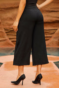 Pantalón 9890013 Culotte  para mujer en tela chalís con silueta amplia y suelta dyaboo color negro 3