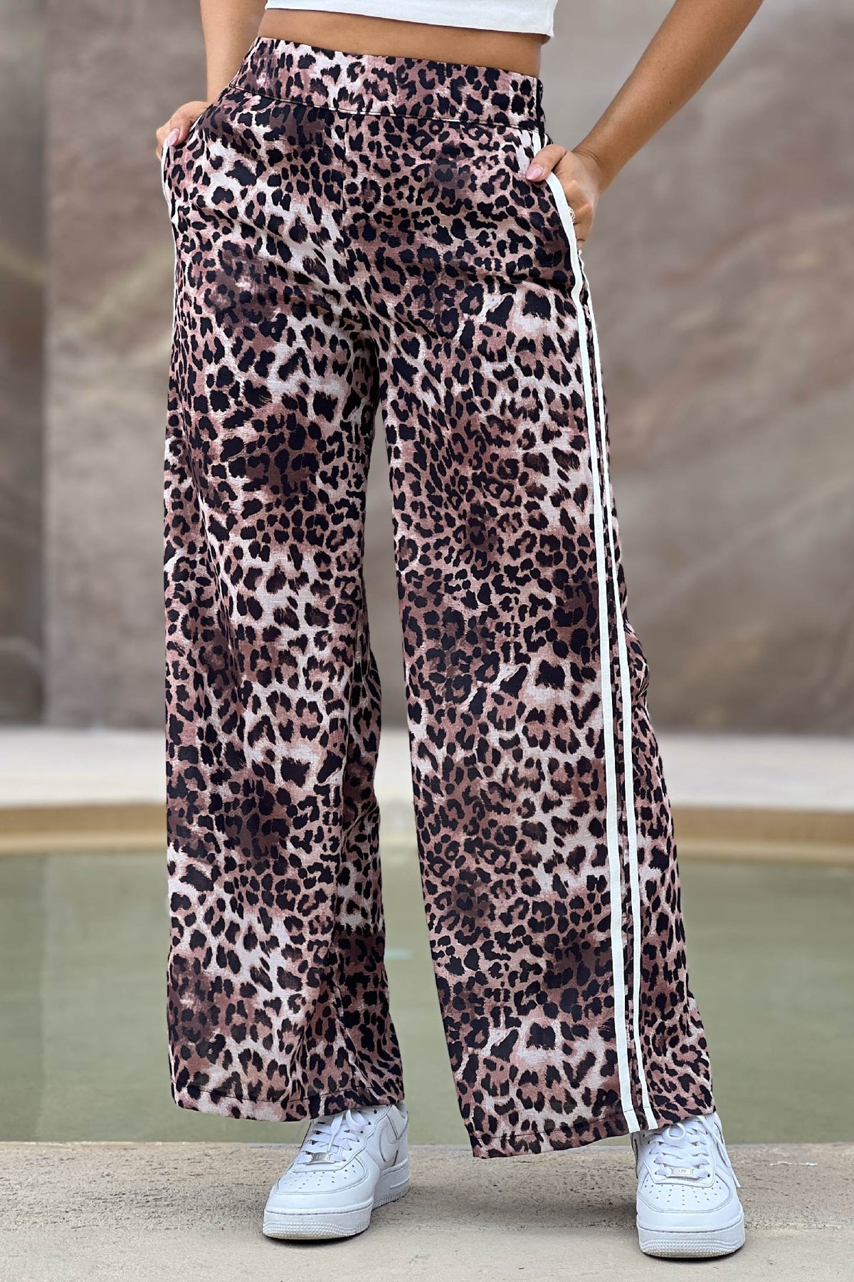 Pantalón Animal Print DF06096 para mujer dyaboo negro cafe