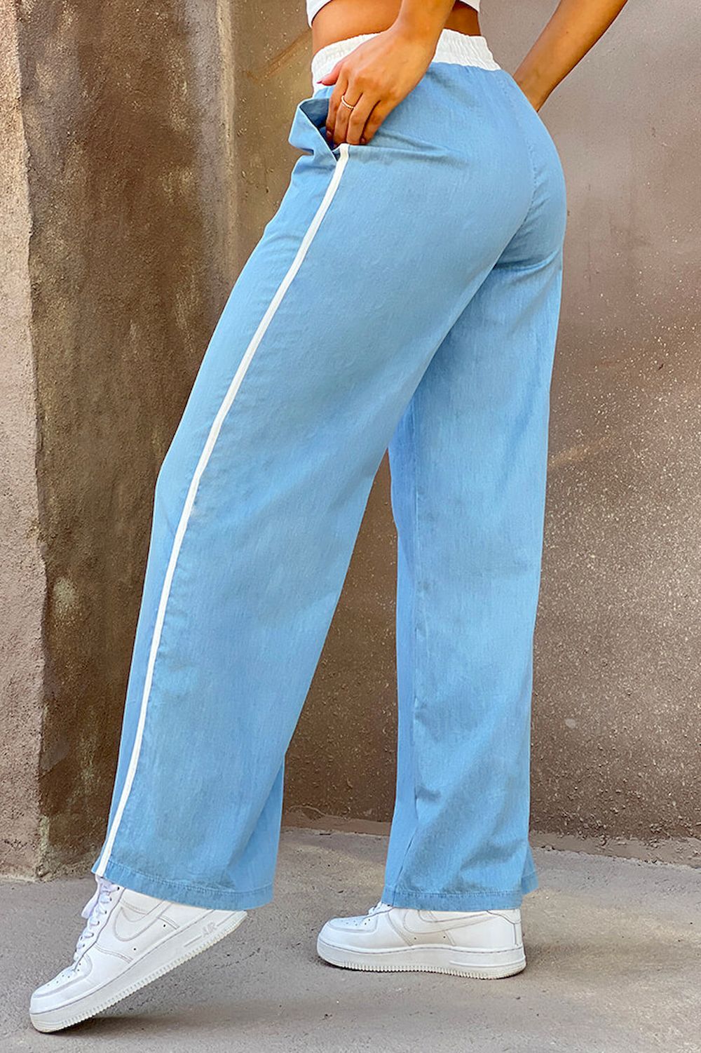 Pantalón Bota Recta DF06100  Elaborado en denim. para mujer dyaboo azul 2