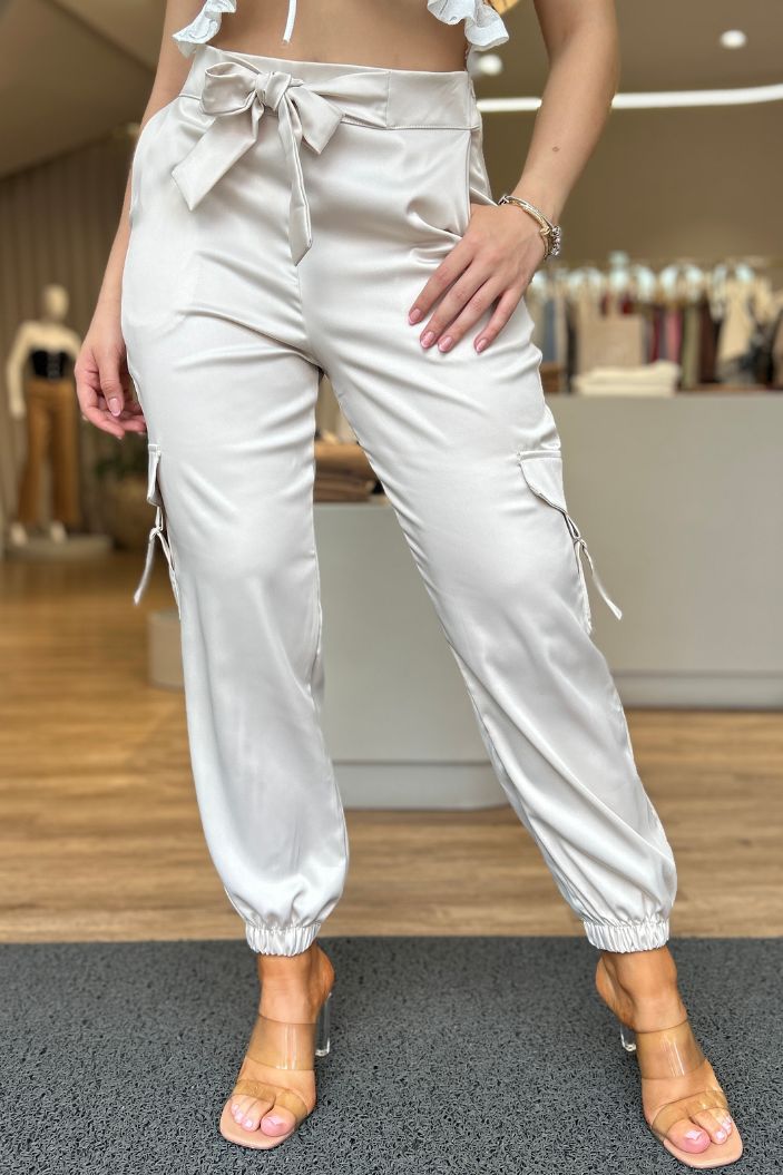 Pantalón Cargo DF06015 para mujer dyaboo beige