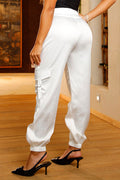 Pantalón Cargo DF06015 para mujer dyaboo crudo/blanco