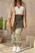 Pantalón Cargo enresortado satin DF06020 dyaboo verde militar