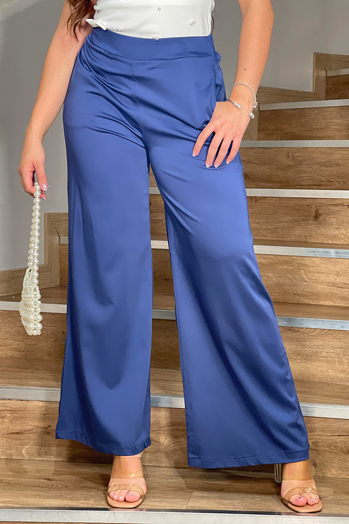 Pantalón DF06025 Cargo silueta suelta para mujer elaborado en tejido plano dyaboo color indigo 1