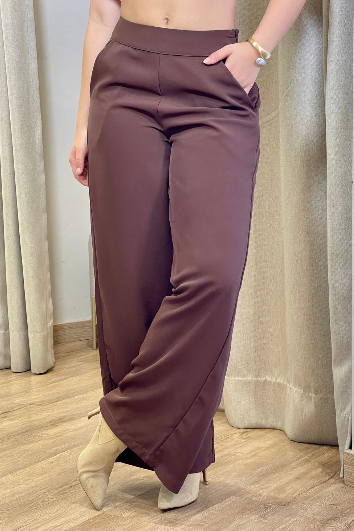 Pantalón DF06025 tejido plano para mujer dyaboo cafe