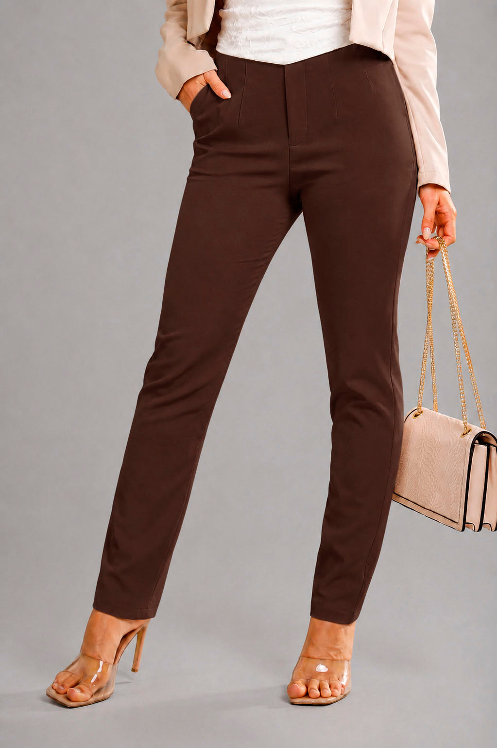 Pantalón DF06030 para mujer cafe oscuro dyaboo