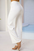 Pantalón DF06106  bota recta con silueta suelta para mujer, elaborado en poliéster dyaboo crudo 2