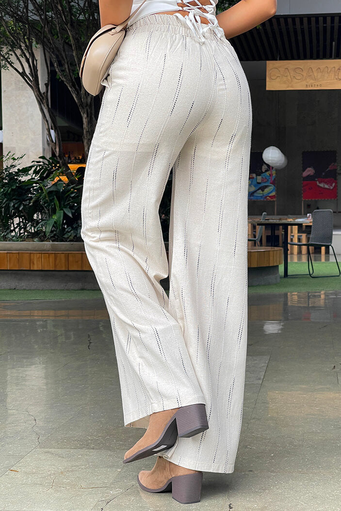 Pantalón DF06117 para mujer elaborado en lino dyaboo camel 4