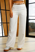 Pantalón DF06118  silueta amplia para mujer elaborado en poliester dyaboo crudo 2