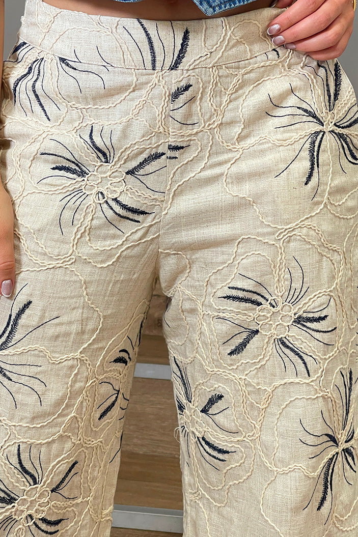 Pantalón  DF06143  para mujer de silueta amplia y relajada tipo palazzo dyaboo beige 1