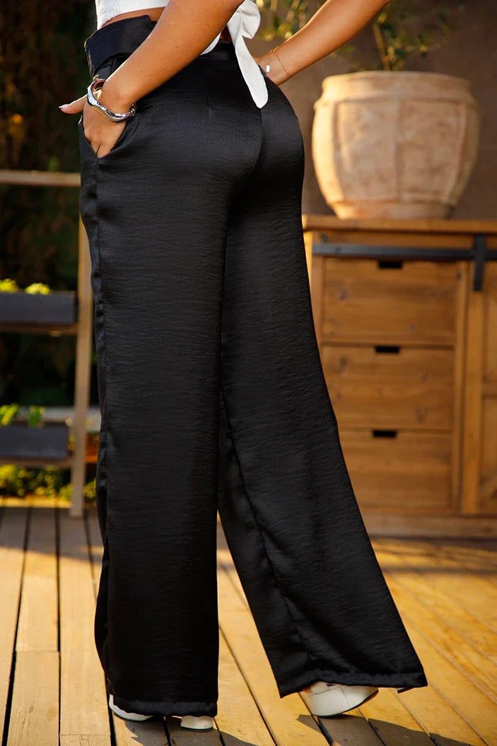Pantalón DF06151 satin para mujer dyaboo negro