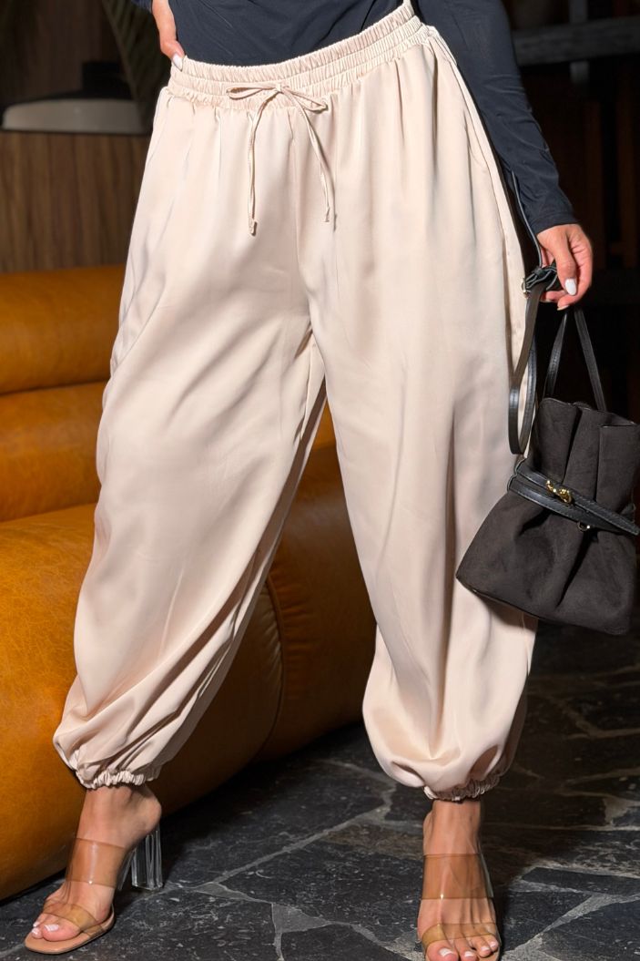 Pantalón DF06176 tipo aladino para mujer dyaboo beige