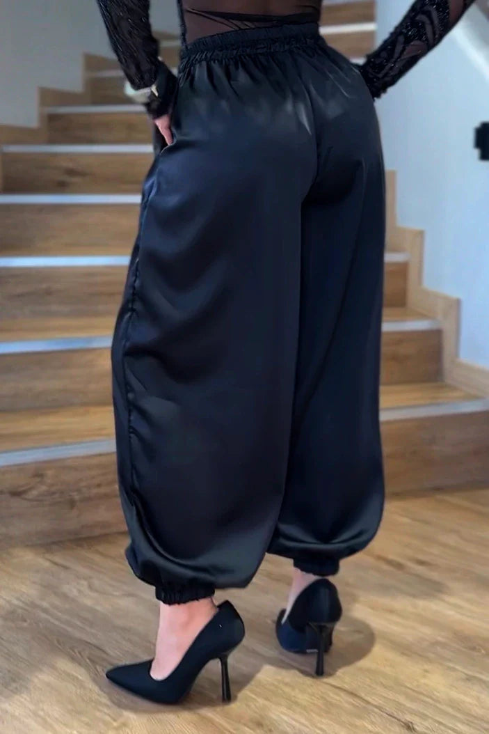 Pantalón DF06176 tipo aladino para mujer dyaboo negro