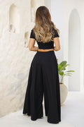 Pantalón Palazzo DF06104  silueta suelta para mujer, elaborado en poliéster dyaboo negro 3