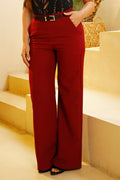 Pantalón Palazzo DF06118 con silueta amplia para mujer, elaborado en poliester dyaboo vinotinto 1