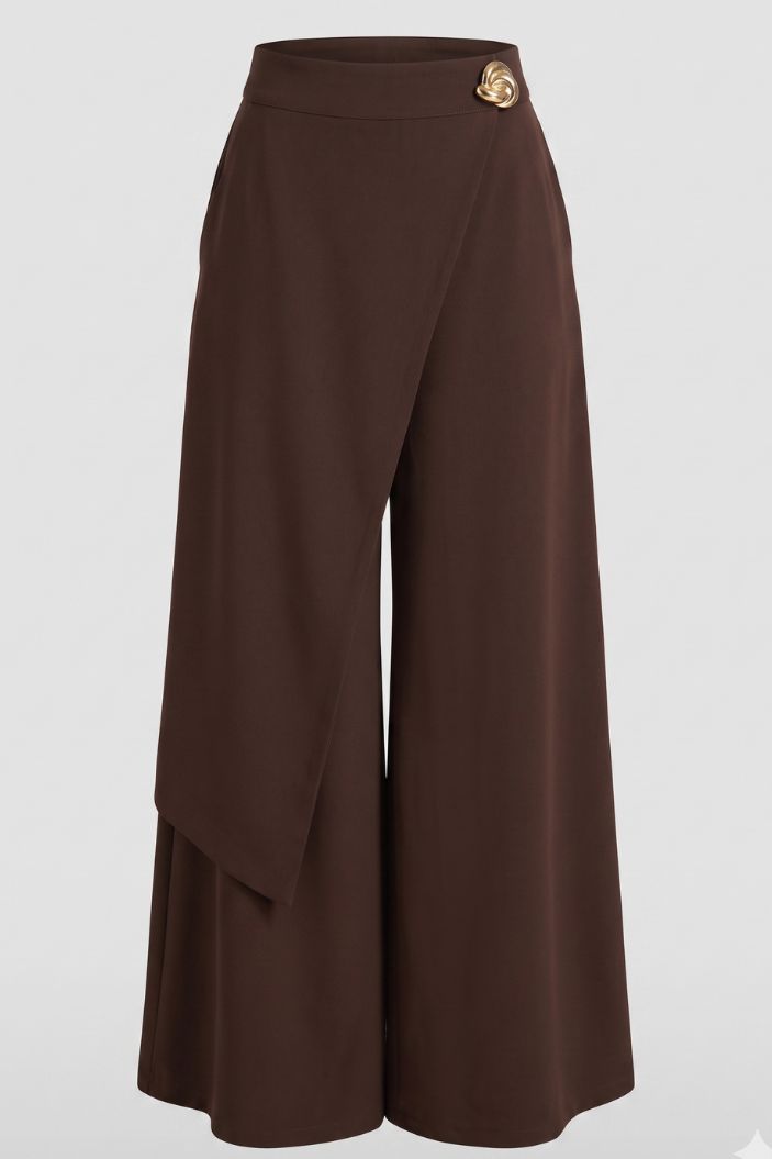 Pantalón Palazzo DF06189 para mujer dyaboo cafe