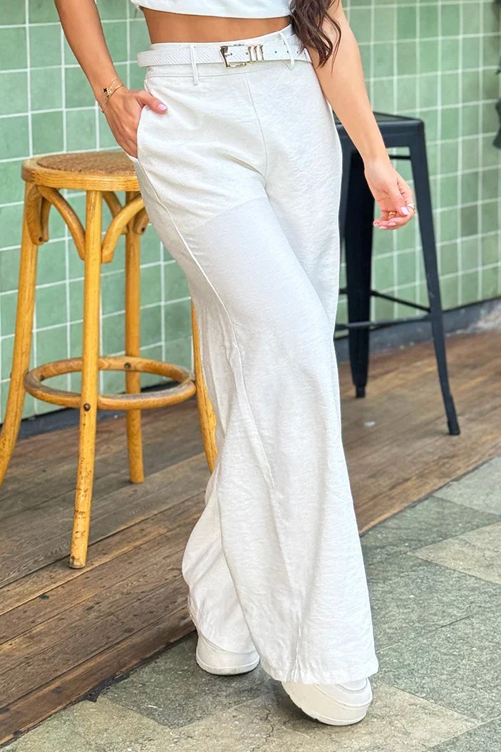 Pantalón Recto DF06182 para mujer dyaboo crudo/blanco