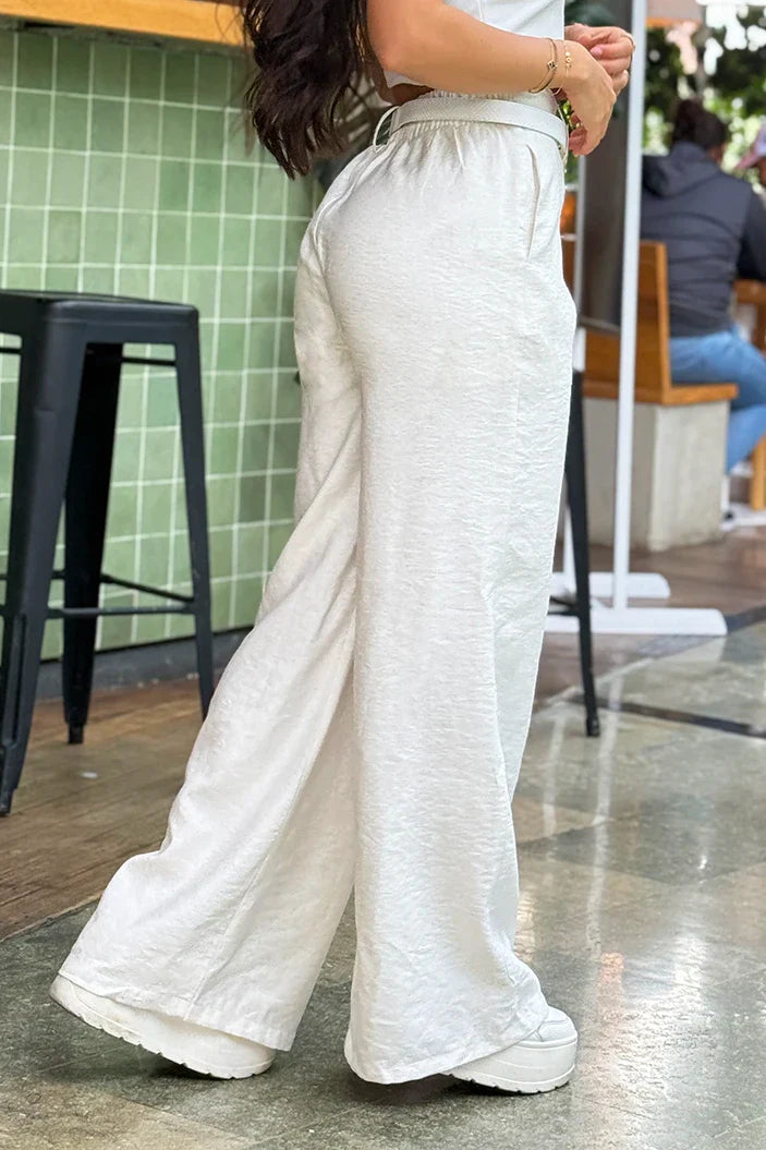 Pantalón Recto DF06182 para mujer dyaboo crudo/blanco