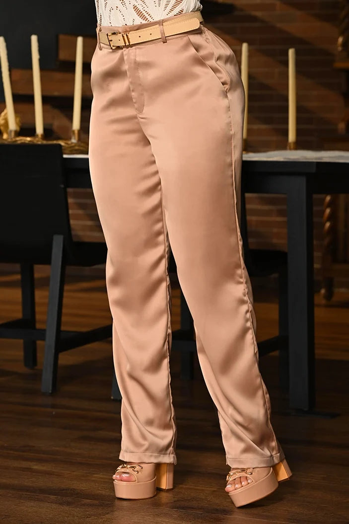 Pantalón Recto DF06200 para mujer dyaboo camel  2