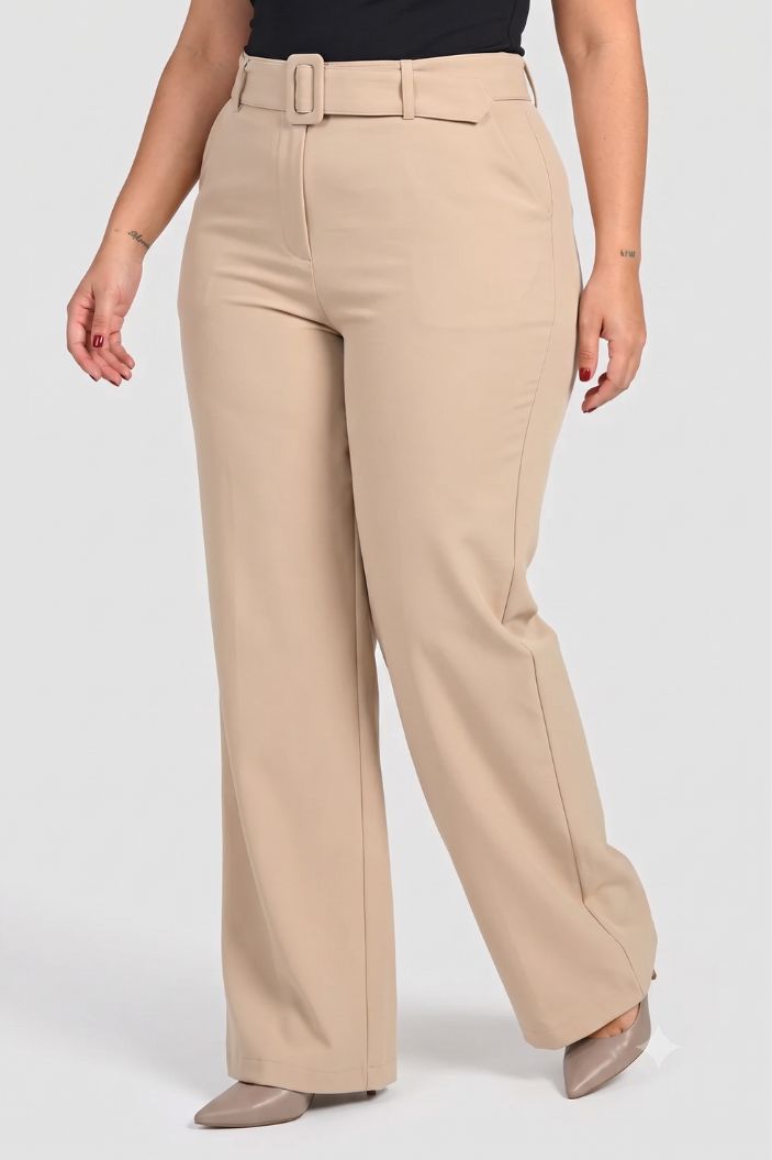 Pantalón Recto Pluss DP06010 para mujer dyaboo beige