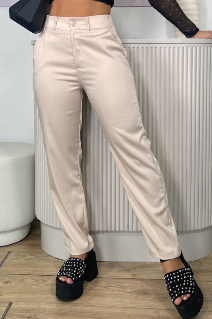 Pantalón Satinado para mujer dyaboo 1890032 beige