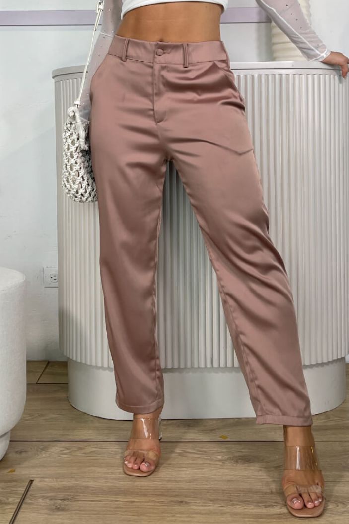 Pantalón Satinado para mujer dyaboo 1890032 caqui