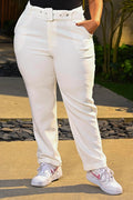 Pantalón Skinny DP06012 para mujer dyaboo crudo/blanco