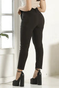 Pantalón con correa clásico para mujer dyaboo 5890035 negro 14