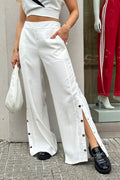 Pantalón  silueta amplia DF06097 para mujer dyaboo blanco crudo 3
