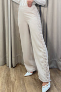 Pantalón silueta recta Df06116 para mujer color beige 1