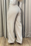 Pantalón silueta recta Df06116 para mujer color beige 2