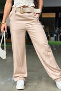 Pantalon DF06071 elaborado en lino para mujer dyaboo camel