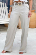 Pantalon DF06071 elaborado en lino para mujer dyaboo crudo