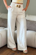 Pantalón Recto DF06186 para mujer dyaboo beige medio