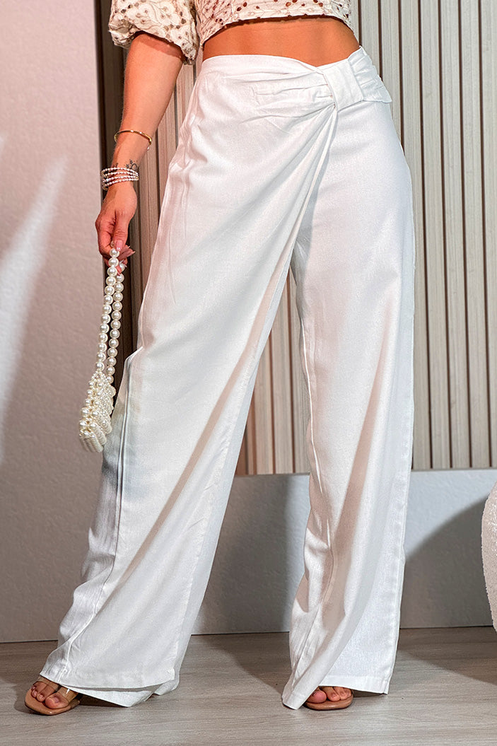 Pantalon amplio para mujer dyaboo DF06065 crudo blanco 2