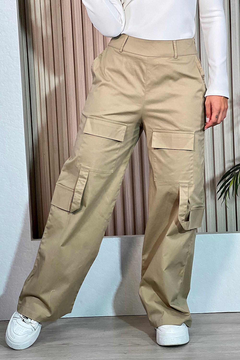 Pantalon cargo drill para mujer dyaboo DF06057 camel