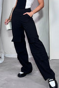 Pantalon cargo para mujer dyaboo DF06059 negro