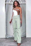 Pantalon cargo para mujer dyaboo DF06059 verde menta